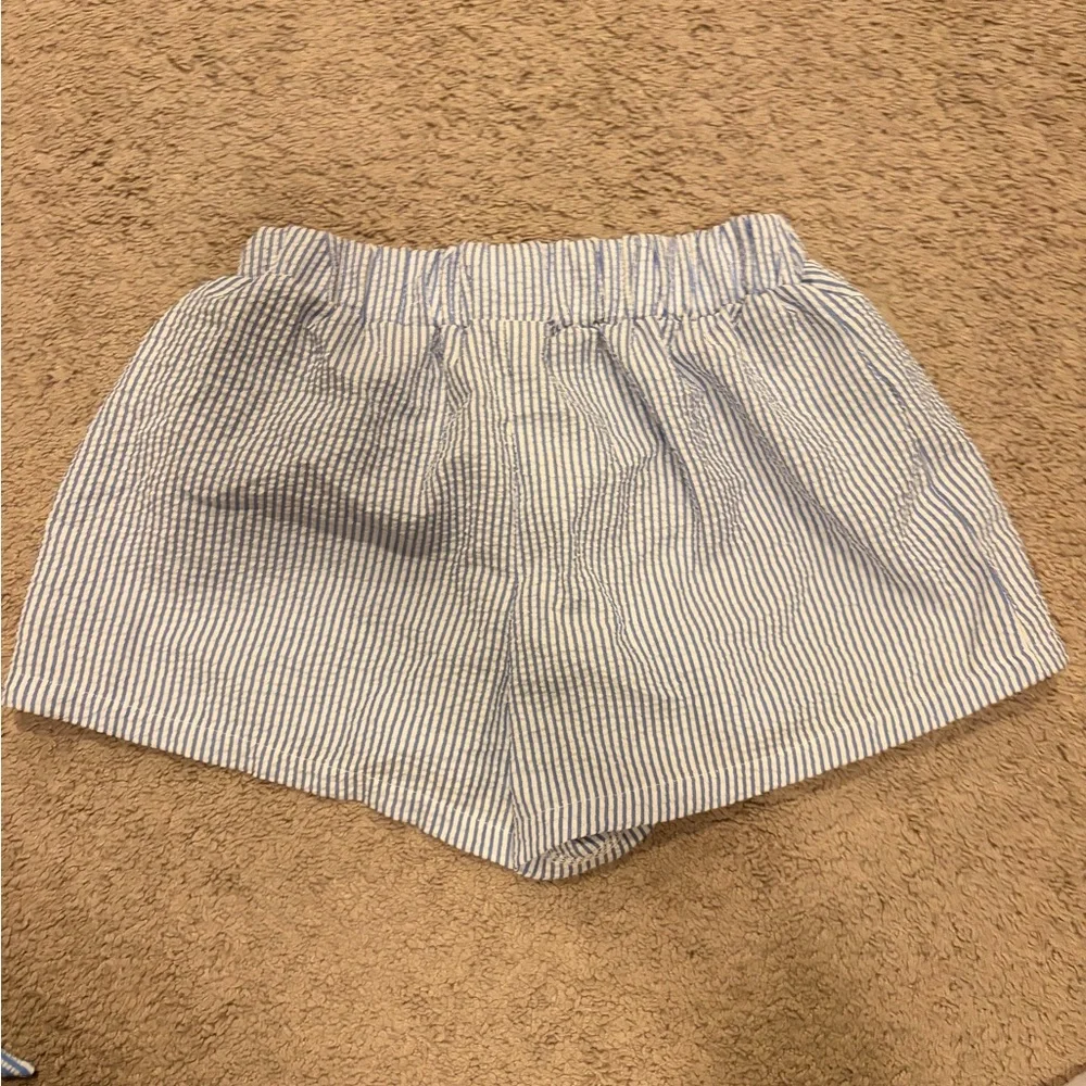 SHEIN Blue and White Striped Women's Pajama Shorts - Picture 2 of 3